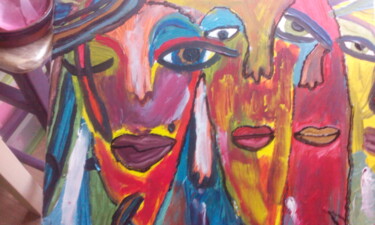 Painting titled "visages" by Geraldine Berthout, Original Artwork