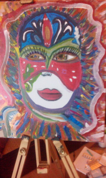 Painting titled "masque" by Geraldine Berthout, Original Artwork