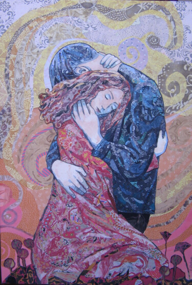 Sztuka tkaniny zatytułowany „Lovers” autorstwa Geraldine Clarkson, Oryginalna praca, Tkanina