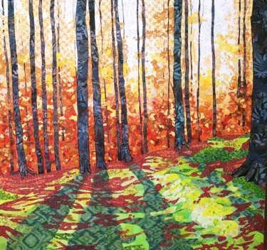 Transcendence Textile Art titled "Transcendence" by Geraldine Clarkson, Original Artwork, Fabric Mounted on Wood Stretcher frame