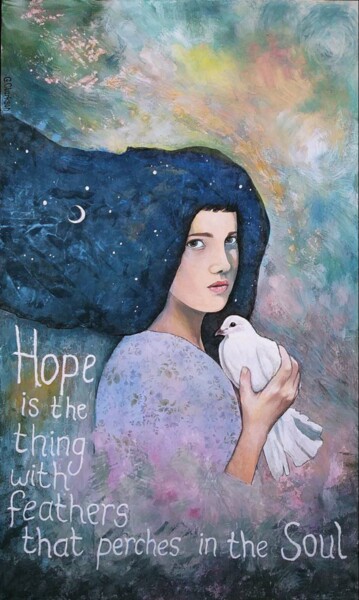 Painting titled "Hope" by Geraldine Clarkson, Original Artwork, Acrylic Mounted on artwork_cat.