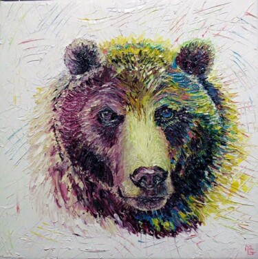Peinture intitulée "Mr ours" par Géraldine Mazoyer, Œuvre d'art originale, Huile