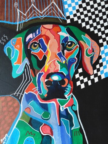 Pintura intitulada "King dog" por Geraldine Ragon, Obras de arte originais, Acrílico
