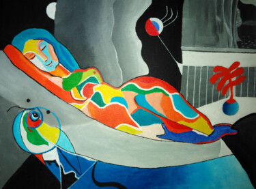 Painting titled "Summer night" by Geraldine Ragon, Original Artwork, Acrylic