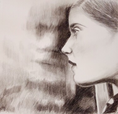 图画 标题为“Portrait fusain 1” 由Geraldine Ragon, 原创艺术品, 木炭