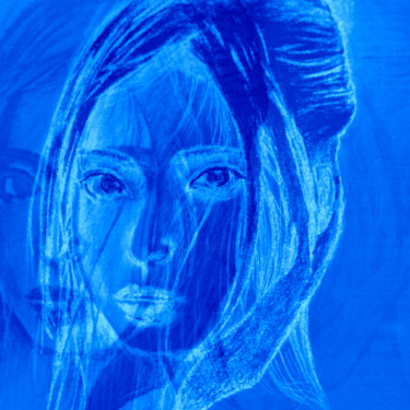 Arte digital titulada "portrait bleu" por Geraldine Ragon, Obra de arte original, Trabajo Digital 2D