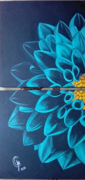 Pintura titulada "Diptico de flores" por Geraldine Saavedra, Obra de arte original, Acrílico Montado en Bastidor de camilla…