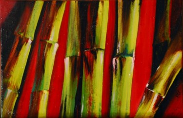 Peinture intitulée "bambous_verts_-_toi…" par Géraldine Satish, Œuvre d'art originale