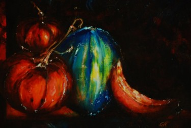 Peinture intitulée "LE MELON BLEU" par Géraldine Satish, Œuvre d'art originale