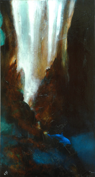 Peinture intitulée "abyss-34x64.jpg" par Géraldine Satish, Œuvre d'art originale