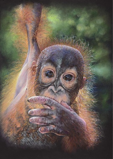 Drawing titled "Hanging on for Dear…" by Geraldine Simmons, Original Artwork, Pastel