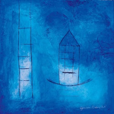 Painting titled "ma maison au paradis" by Géraldine Entiope, Original Artwork