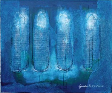 Painting titled "un toit au paradis" by Géraldine Entiope, Original Artwork