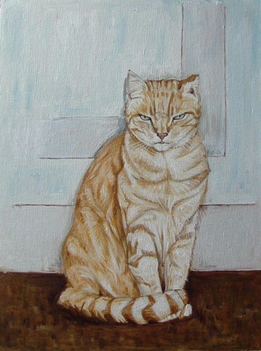 Painting titled "A Friend's Cat" by Gerald Shepherd F.F.P.S., Original Artwork, Oil