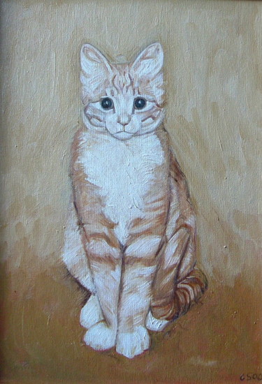 Painting titled "Cat Sketch" by Gerald Shepherd F.F.P.S., Original Artwork, Oil