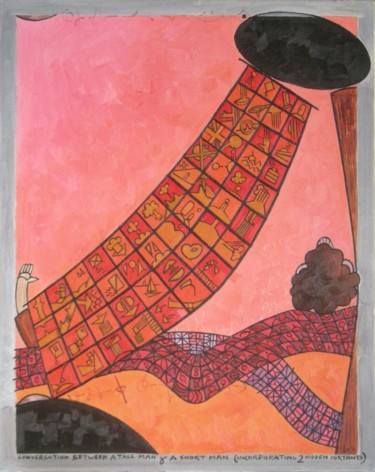 Painting titled "Conversation Betwee…" by Gerald Shepherd F.F.P.S., Original Artwork, Oil Mounted on Cardboard