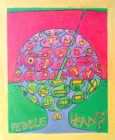 Painting titled "Pebble Head" by Gerald Shepherd F.F.P.S., Original Artwork, Oil