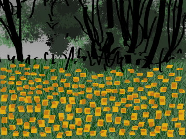 「Daffodils」というタイトルのデジタルアーツ Gerald Shepherd F.F.P.S.によって, オリジナルのアートワーク, デジタル絵画