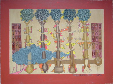 Peinture intitulée "Images Behind Trees" par Gerald Shepherd F.F.P.S., Œuvre d'art originale, Huile
