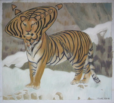 Malerei mit dem Titel "Tiger One" von Gerald Shepherd F.F.P.S., Original-Kunstwerk, Öl