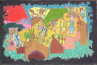 Peinture intitulée "The Village" par Gerald Shepherd F.F.P.S., Œuvre d'art originale, Huile