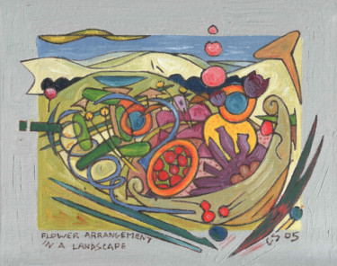 Pittura intitolato "Flower Arrangement…" da Gerald Shepherd F.F.P.S., Opera d'arte originale, Olio