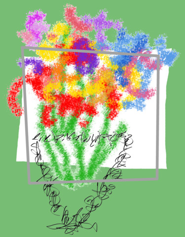 Arts numériques intitulée "Vase Of Flowers" par Gerald Shepherd F.F.P.S., Œuvre d'art originale, Peinture numérique