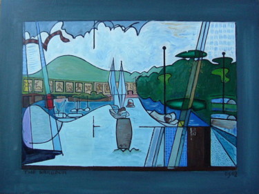 Картина под названием "The Harbour" - Gerald Shepherd F.F.P.S., Подлинное произведение искусства, Масло
