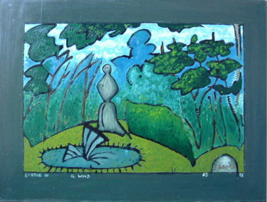 Painting titled "Statue In A Wood" by Gerald Shepherd F.F.P.S., Original Artwork, Oil