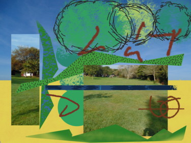 Arts numériques intitulée "Summer Field With T…" par Gerald Shepherd F.F.P.S., Œuvre d'art originale, Peinture numérique