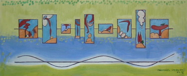 Peinture intitulée "Mechanistic Landsca…" par Gerald Shepherd F.F.P.S., Œuvre d'art originale, Huile