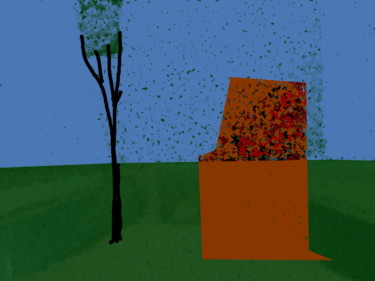 Arts numériques intitulée "Tree And Derelict B…" par Gerald Shepherd F.F.P.S., Œuvre d'art originale, Peinture numérique