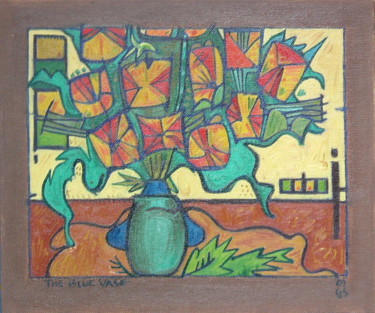 Painting titled "The Blue Vase" by Gerald Shepherd F.F.P.S., Original Artwork, Oil