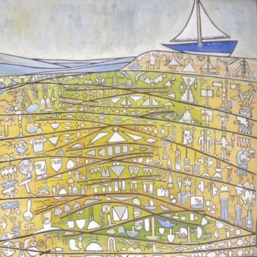 绘画 标题为“Boat On A Hill Top” 由Gerald Shepherd F.F.P.S., 原创艺术品, 油