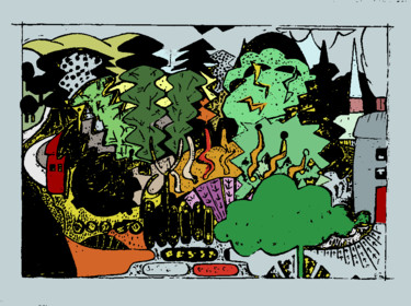 Grafika cyfrowa / sztuka generowana cyfrowo zatytułowany „The Green Town” autorstwa Gerald Shepherd F.F.P.S., Oryginalna pra…