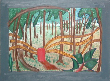 Painting titled "Sculpture In A Wood" by Gerald Shepherd F.F.P.S., Original Artwork, Oil