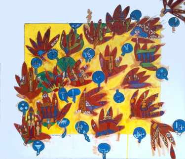 Peinture intitulée "Big And Small Leaves" par Gerald Shepherd F.F.P.S., Œuvre d'art originale, Acrylique