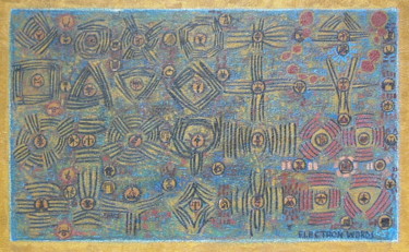 Painting titled "Electron Words" by Gerald Shepherd F.F.P.S., Original Artwork, Oil
