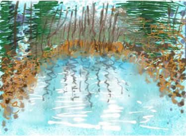 Arts numériques intitulée "River Going Nowhere" par Gerald Shepherd F.F.P.S., Œuvre d'art originale, Peinture numérique