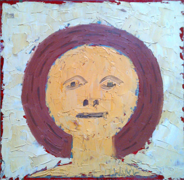 Schilderij getiteld "Girl's Head" door Gerald Shepherd F.F.P.S., Origineel Kunstwerk, Olie