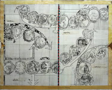 Drawing titled "Painting In Stereo" by Gerald Shepherd F.F.P.S., Original Artwork, Ink