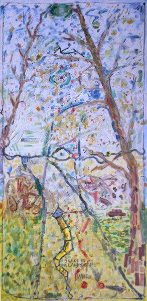 Painting titled "Snake In A Landscape" by Gerald Shepherd F.F.P.S., Original Artwork, Oil