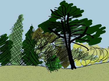 Arts numériques intitulée "The Trees At The Ed…" par Gerald Shepherd F.F.P.S., Œuvre d'art originale, Travail numérique 2D