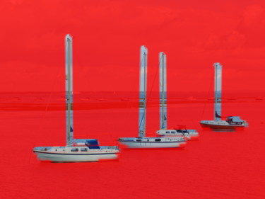 Digital Arts titled "Red Sea Boats" by Gerald Shepherd F.F.P.S., Original Artwork, 2D Digital Work