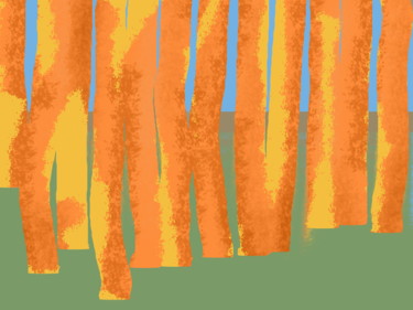 Digital Arts titled "Orange Trees" by Gerald Shepherd F.F.P.S., Original Artwork, Digital Painting