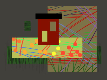 Digitale Kunst mit dem Titel "House And Garden" von Gerald Shepherd F.F.P.S., Original-Kunstwerk, Digitale Malerei