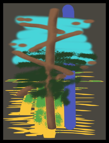 Arts numériques intitulée "Tree And Sky*" par Gerald Shepherd F.F.P.S., Œuvre d'art originale, Peinture numérique