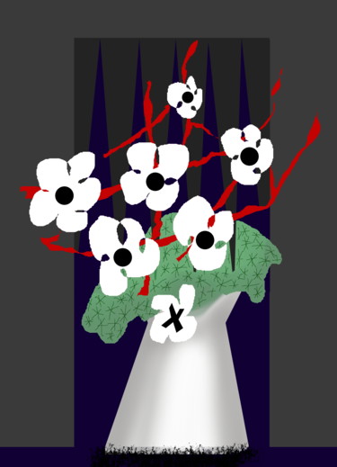 Digital Arts titled "The Vase Of Flowers*" by Gerald Shepherd F.F.P.S., Original Artwork, Digital Painting