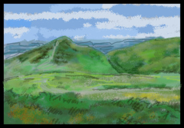 Digital Arts titled "Hilly Scene" by Gerald Shepherd F.F.P.S., Original Artwork, Digital Painting