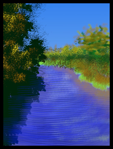 Arts numériques intitulée "The River" par Gerald Shepherd F.F.P.S., Œuvre d'art originale, Peinture numérique